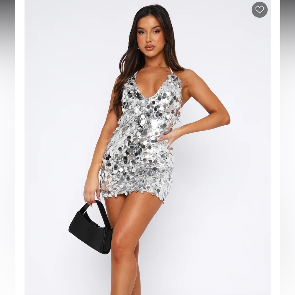 Silver sequin mini dress